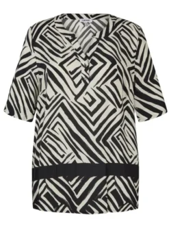 KJ Brand blouse zwart roomwit, viscose