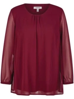 KJ Brand voile blouse bordeaux, lange mouw