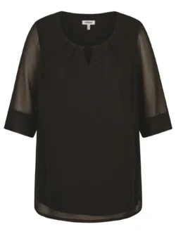 KJ Brand blouse tuniek zwart, 3/4 mouw